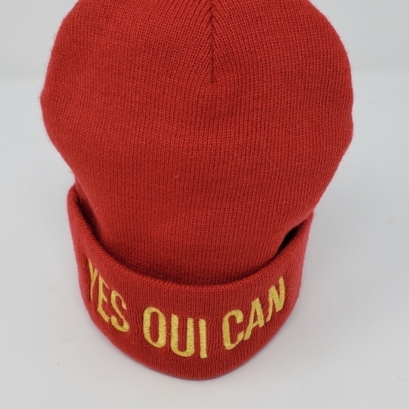 JUICY COUTURE RED AND GOLD "YES OUI CAN" BEANIE WINTER WARM COZY EMBROIDERY - Picture 4 of 11